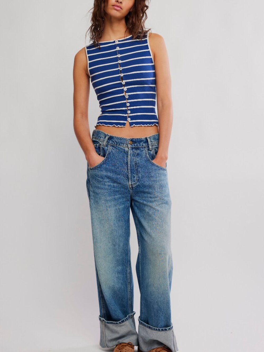 FREE PEOPLE Tilly Striped Vest / Navy Combo - Picture 5 of 6